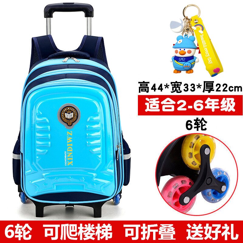 Trolley Children School Bags With Wheels For Girls Boys Mochila Kids Backpack Trolley Luggage backpack Escolar Backbag Schoolbag 6 wheel sky blue