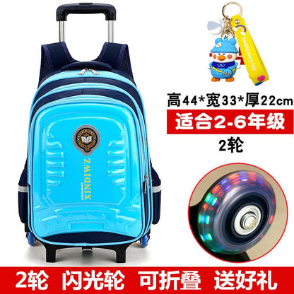 Trolley Children School Bags With Wheels For Girls Boys Mochila Kids Backpack Trolley Luggage backpack Escolar Backbag Schoolbag 2 wheel sky blue