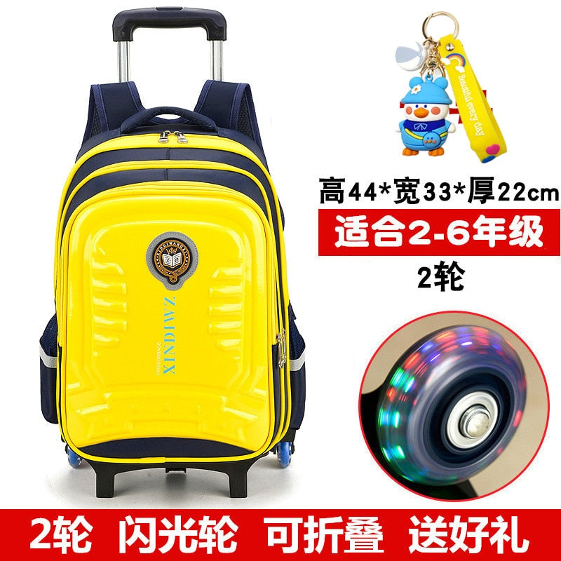 Trolley Children School Bags With Wheels For Girls Boys Mochila Kids Backpack Trolley Luggage backpack Escolar Backbag Schoolbag 2 wheel yellow