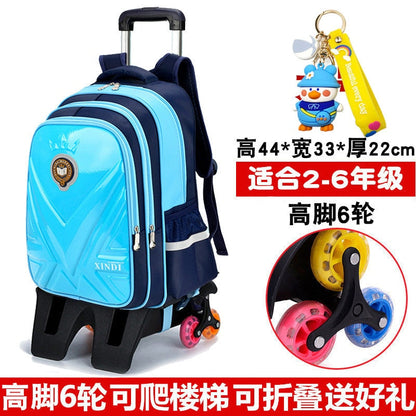 Trolley Children School Bags With Wheels Mochila Kids Backpack Trolley Luggage For Girls Boys backpack Escolar Backbag Schoolbag 6 wheel sky blue1
