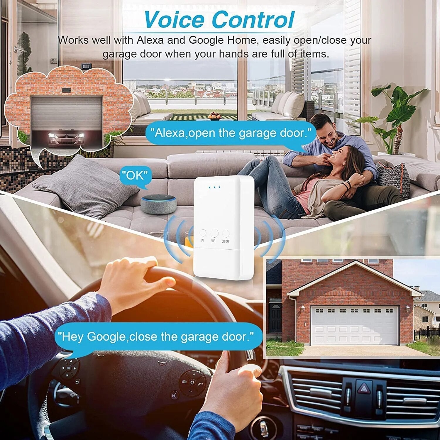 Tuya WIFI Smart Universal Garage Door Opener Door Sensor Wireless Garage Door Controller Support Alexa Google Voice Assistant