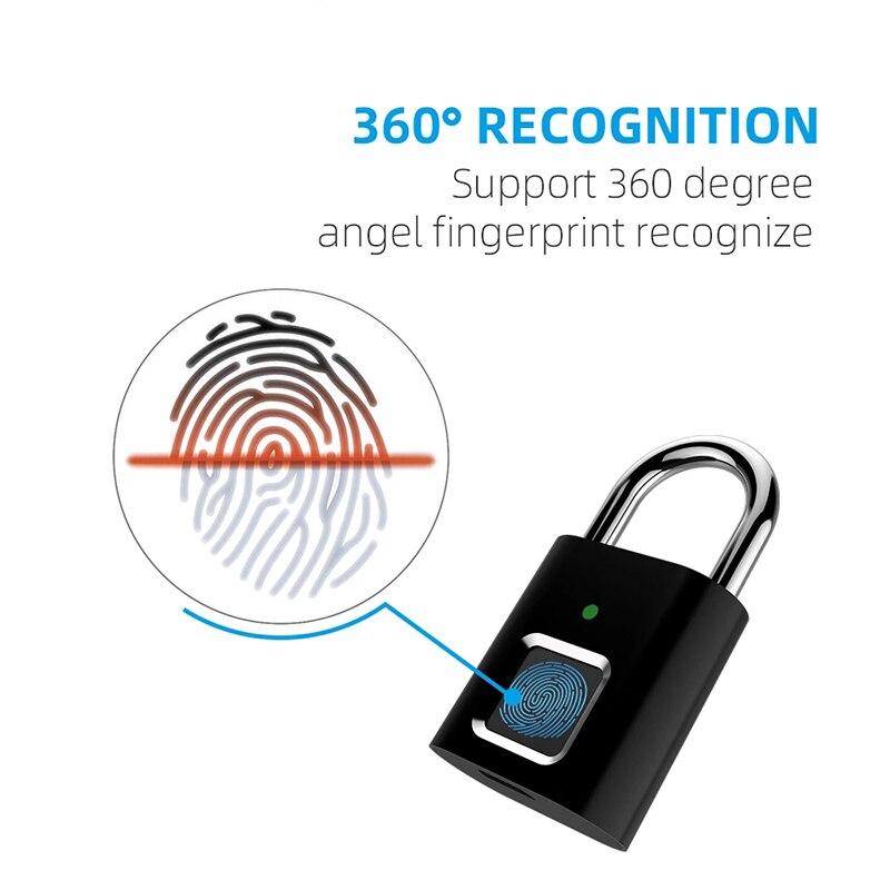 USB Rechargeable Fingerprint Padlock: Quick Unlock, High Identifying Security