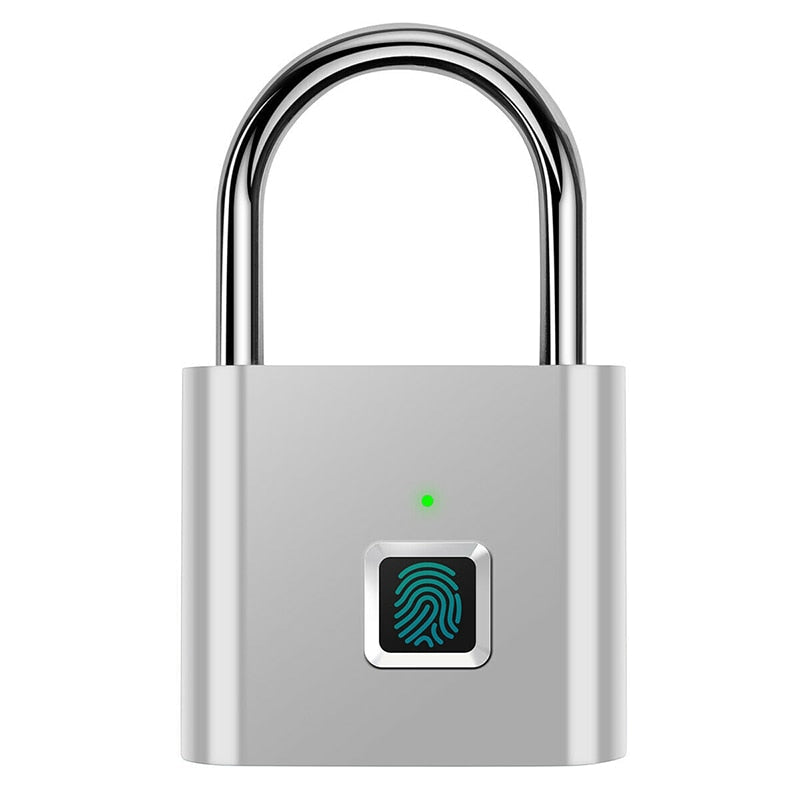 USB Rechargeable Fingerprint Padlock: Quick Unlock, High Identifying Security Silver