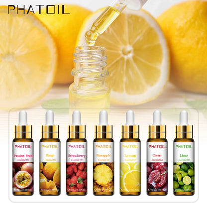 10ml Pure Fruit Flower Aroma Fragrance Oil for Candle Soap Making Strawberry Mango Passion Musk Banana Coconut Oil with Dropper