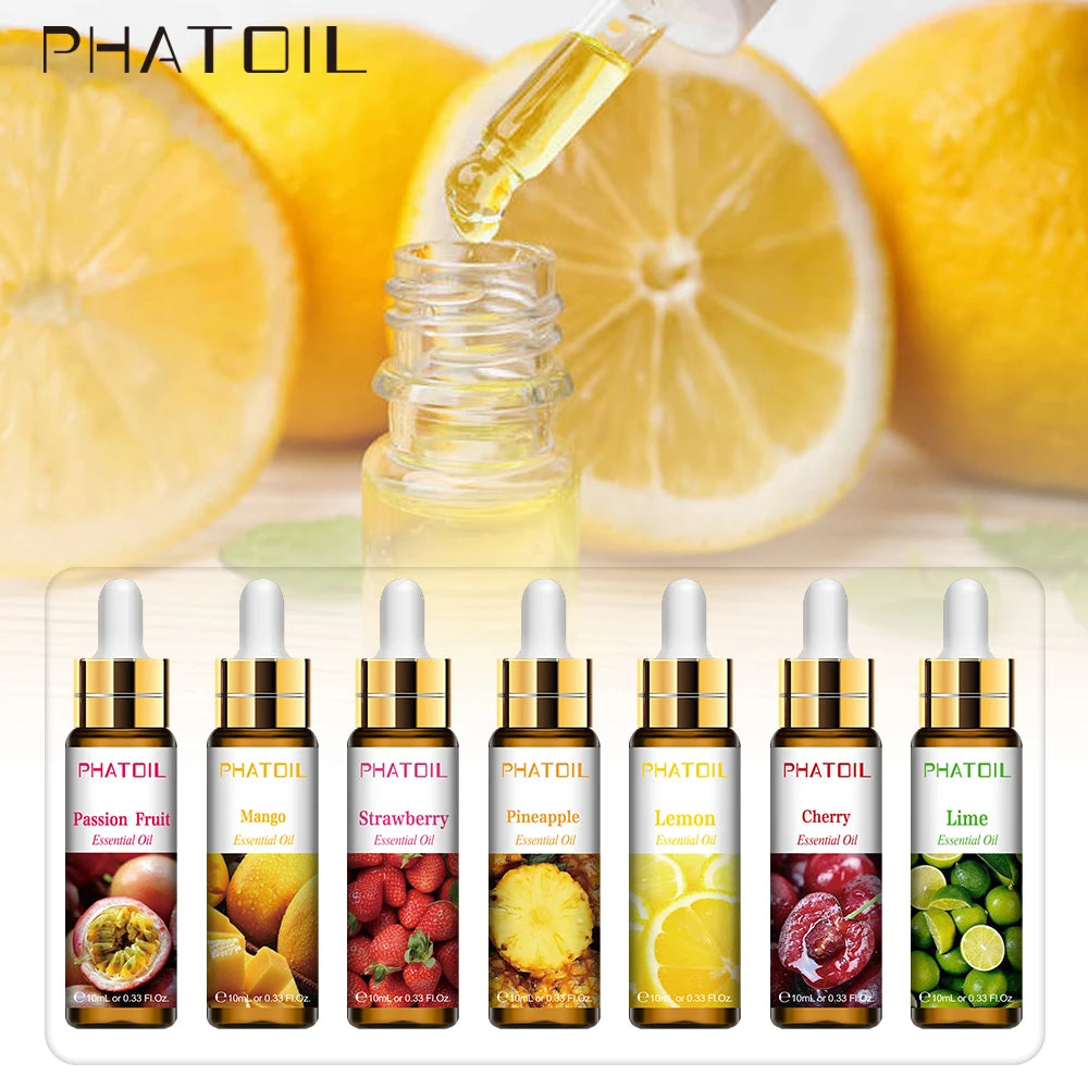 10ml Pure Fruit Flower Aroma Fragrance Oil for Candle Soap Making Strawberry Mango Passion Musk Banana Coconut Oil with Dropper