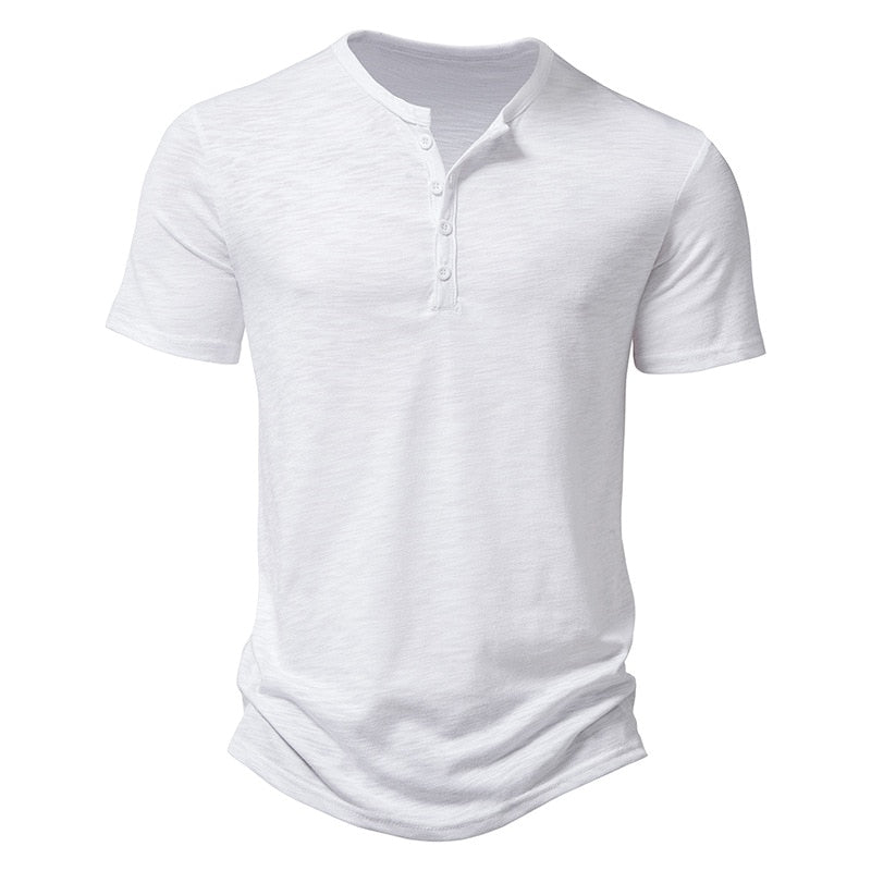 Ultra-Soft Bamboo Cotton Henley T-Shirts Men Brand Slim Fit Short Sleeve V Neck T Shirt Men Daily Work Causal Tops Tees XXL