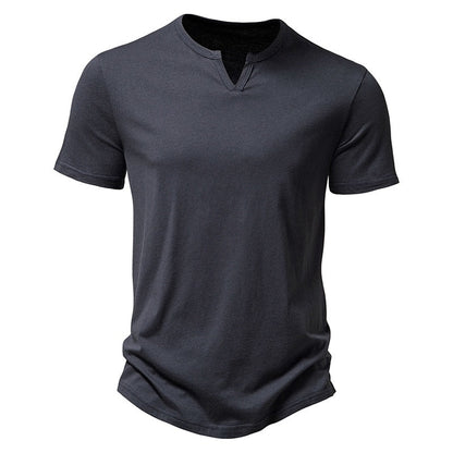 Ultra-Soft Bamboo Cotton Henley T-Shirts Men Brand Slim Fit Short Sleeve V Neck T Shirt Men Daily Work Causal Tops Tees XXL B02 dark gray