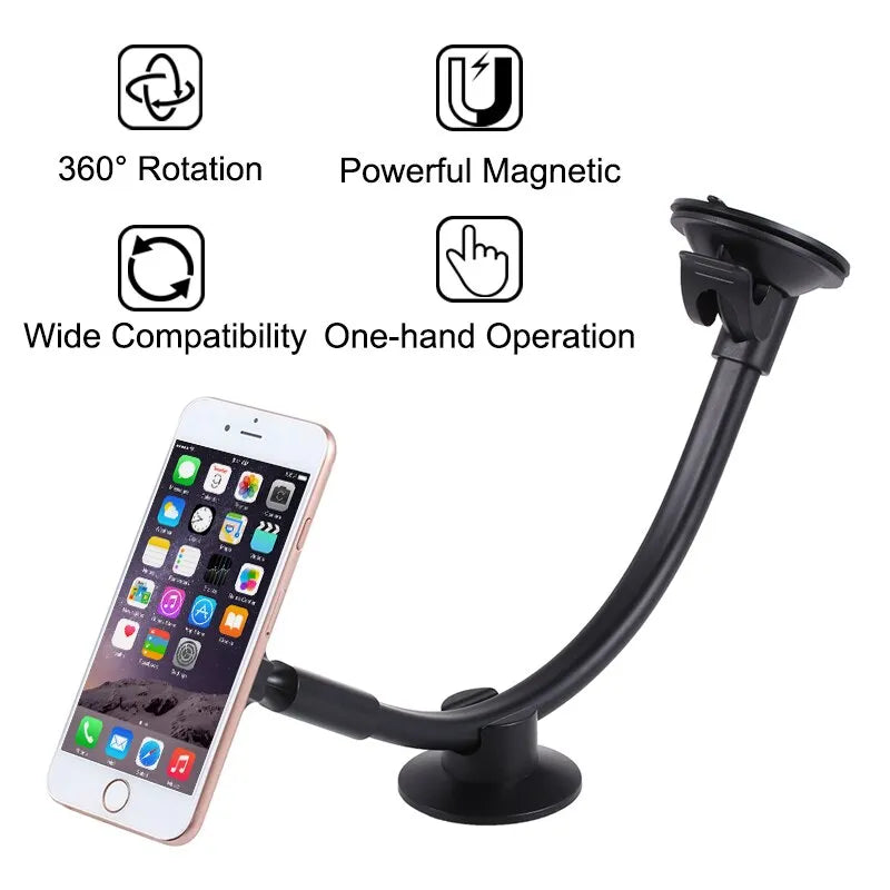 Universal Magnetic Phone Holder Car Long Arm Windshield Dashboard Magnet Car Holder Mount Dock For Phone Mobile Stand For iPhone