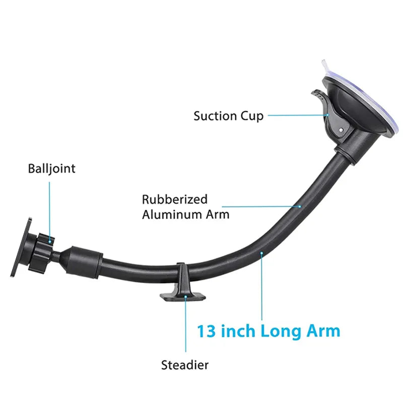 Universal Tablet Stand Long Arm Windshield Mobile Cellphone Car Mount Bracket Holder For 4-13.5 Inch iPhone iPad Pro Air GPS MP4