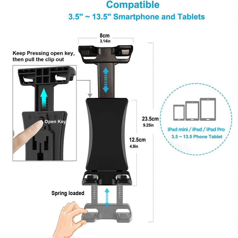 Universal Tablet Stand Long Arm Windshield Mobile Cellphone Car Mount Bracket Holder For 4-13.5 Inch iPhone iPad Pro Air GPS MP4