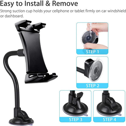 Universal Tablet Stand Long Arm Windshield Mobile Cellphone Car Mount Bracket Holder For 4-13.5 Inch iPhone iPad Pro Air GPS MP4