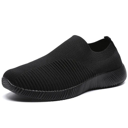 VIP Knitted Sneakers for Women Autumn Slip on Breathable Mesh Casual Shoes Woman Flat Heels Plus Size Loafers Zapatos Mujer 826black