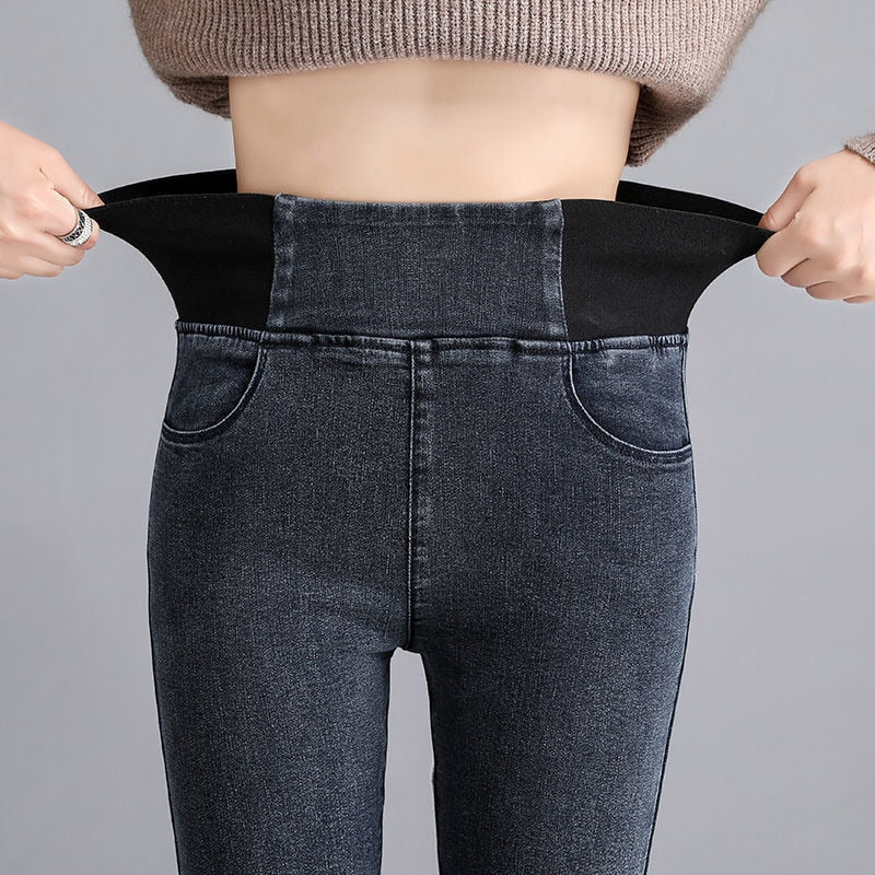 Vintage High Waist Skinny Denim Pencil Pants Women's Large Size Casual Stretch Jeans Female Elastic Wais Street Wear Trousers