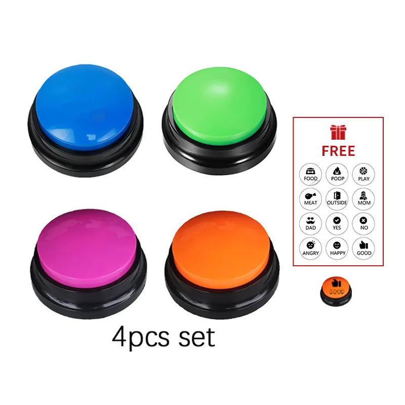 Voice Recording Button Pet Toys Dog Buttons for Communication Pet Training Buzzer Recordable Talking Button Intelligence Toy 4pcs set