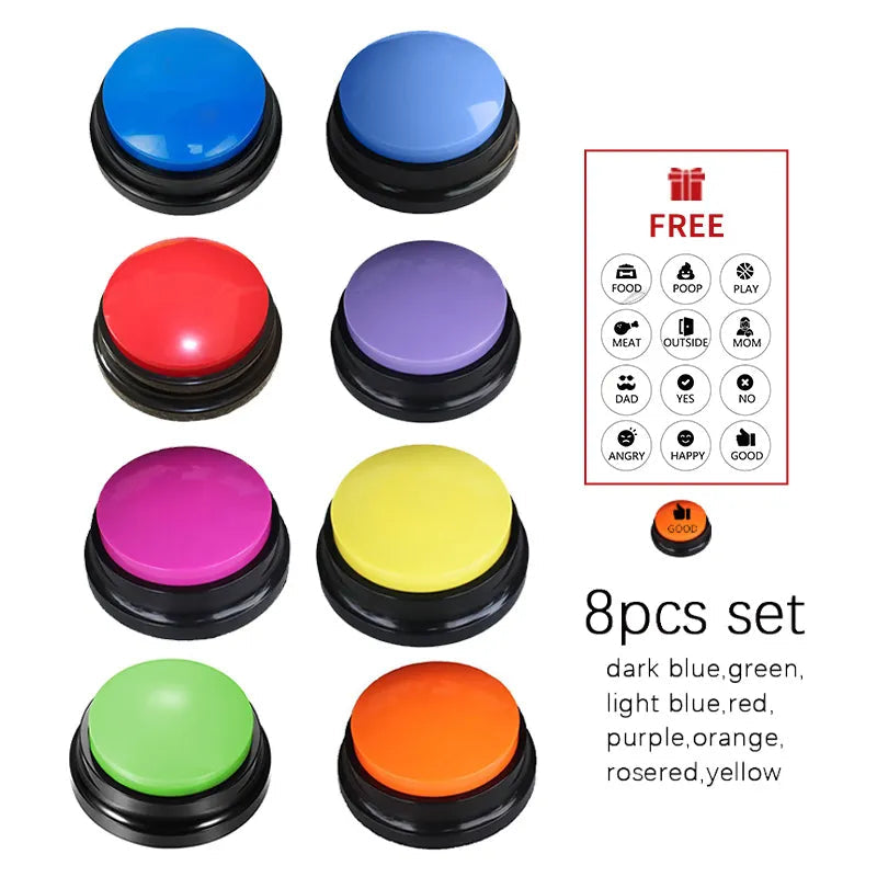 Voice Recording Button Pet Toys Dog Buttons for Communication Pet Training Buzzer Recordable Talking Button Intelligence Toy 8pcs set