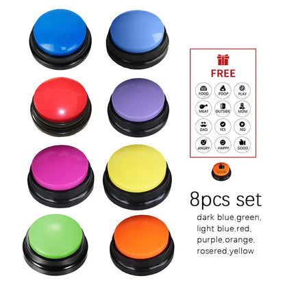 Voice Recording Button Pet Toys Dog Buttons for Communication Pet Training Buzzer Recordable Talking Button Intelligence Toy 8pcs set