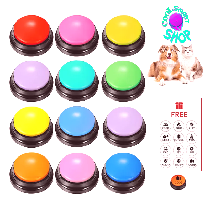 Voice Recording Button Pet Toys Dog Buttons for Communication Pet Training Buzzer Recordable Talking Button Intelligence Toy