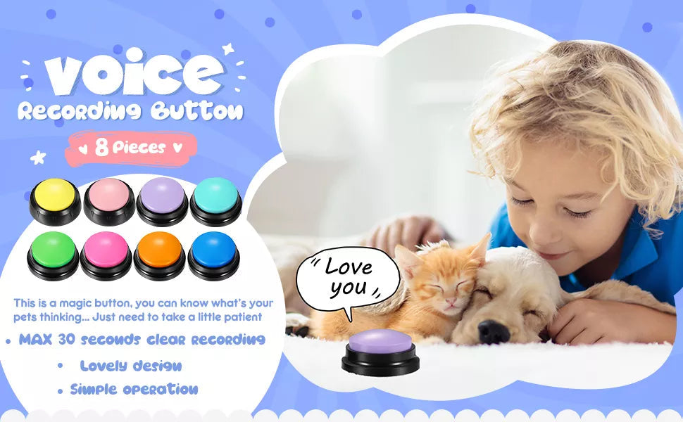 Voice Recording Button Pet Toys Dog Buttons for Communication Pet Training Buzzer Recordable Talking Button Intelligence Toy