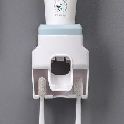 Wall-mounted Toothbrush Holder Automatic Toothpaste Dispenser Squeezer Dust-proof Toothbrush Storage Rack Bathroom Accessories BU