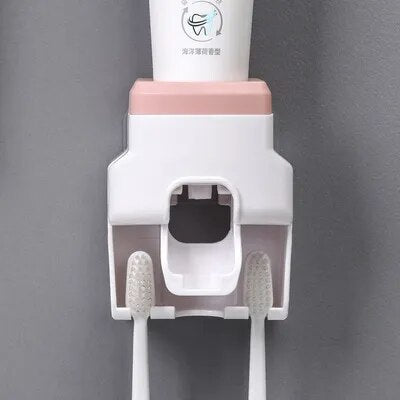 Wall-mounted Toothbrush Holder Automatic Toothpaste Dispenser Squeezer Dust-proof Toothbrush Storage Rack Bathroom Accessories PK