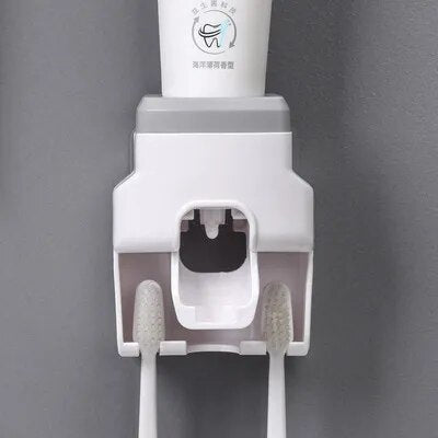 Wall-mounted Toothbrush Holder Automatic Toothpaste Dispenser Squeezer Dust-proof Toothbrush Storage Rack Bathroom Accessories GY