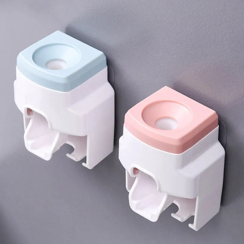 Wall-mounted Toothbrush Holder Automatic Toothpaste Dispenser Squeezer Dust-proof Toothbrush Storage Rack Bathroom Accessories