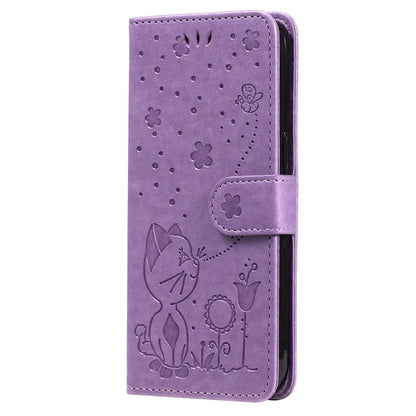 Wallet Cat And Bee Embossed Leather Cover For Redmi 12C 10 10A 10C 9A 9C 9T 8 6 Pro A1 Cover