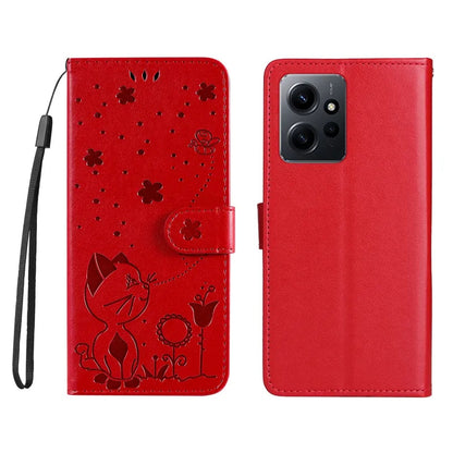 Wallet Cat And Bee Embossed Leather Cover For Redmi A2 Lite Xiaomi 13 Pro 12 Pro 12T 11T 10 Pro Cover