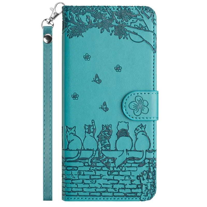 Wallet Cat Embossed Flip Over Leather Case For Xiaomi Poco X5 M4 Pro