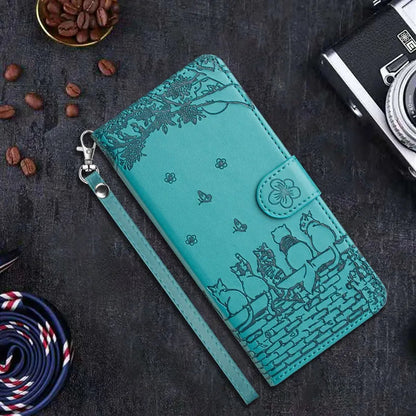 Wallet Cat Embossed Flip Over Leather Case For Xiaomi Poco X5 M4 Pro Blue