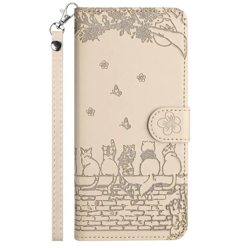 Wallet Cat Embossed Flip Over Leather Case For Xiaomi Poco X5 M4 Pro