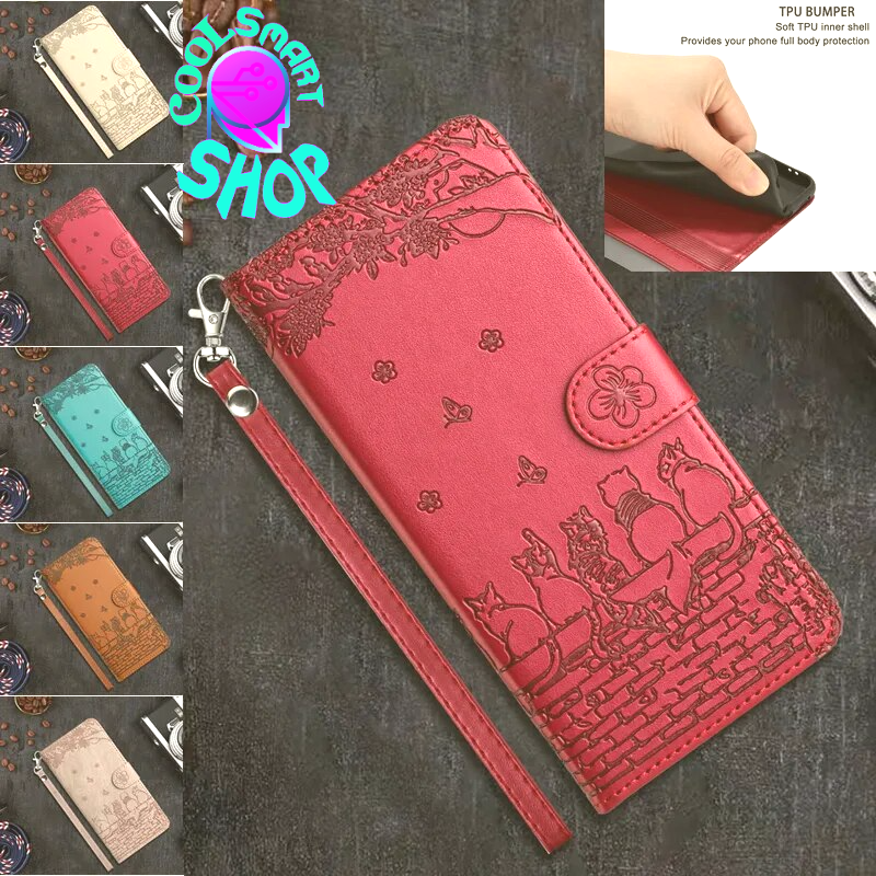 Wallet Cat Embossed Flip Over Leather Case For Xiaomi Redmi 12C 11A K60 Pro Note 12 12 Pro 12S 11S 11 Pro Plus