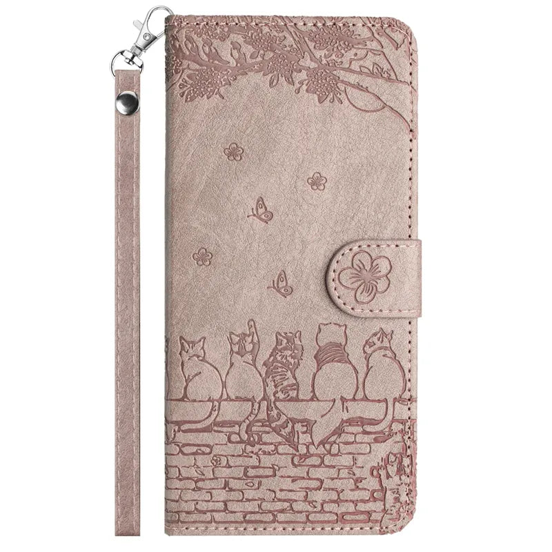 Wallet Cat Embossed Flip Over Leather Case For Xiaomi Redmi 12C 11A K60 Pro Note 12 12 Pro 12S 11S 11 Pro Plus