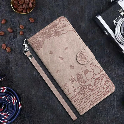 Wallet Cat Embossed Flip Over Leather Case For Xiaomi Redmi 12C 11A K60 Pro Note 12 12 Pro 12S 11S 11 Pro Plus Smoky purple
