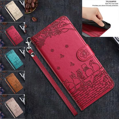 Wallet Cat Embossed Flip Over Leather Case For Xiaomi Redmi 12C 11A K60 Pro Note 12 12 Pro 12S 11S 11 Pro Plus