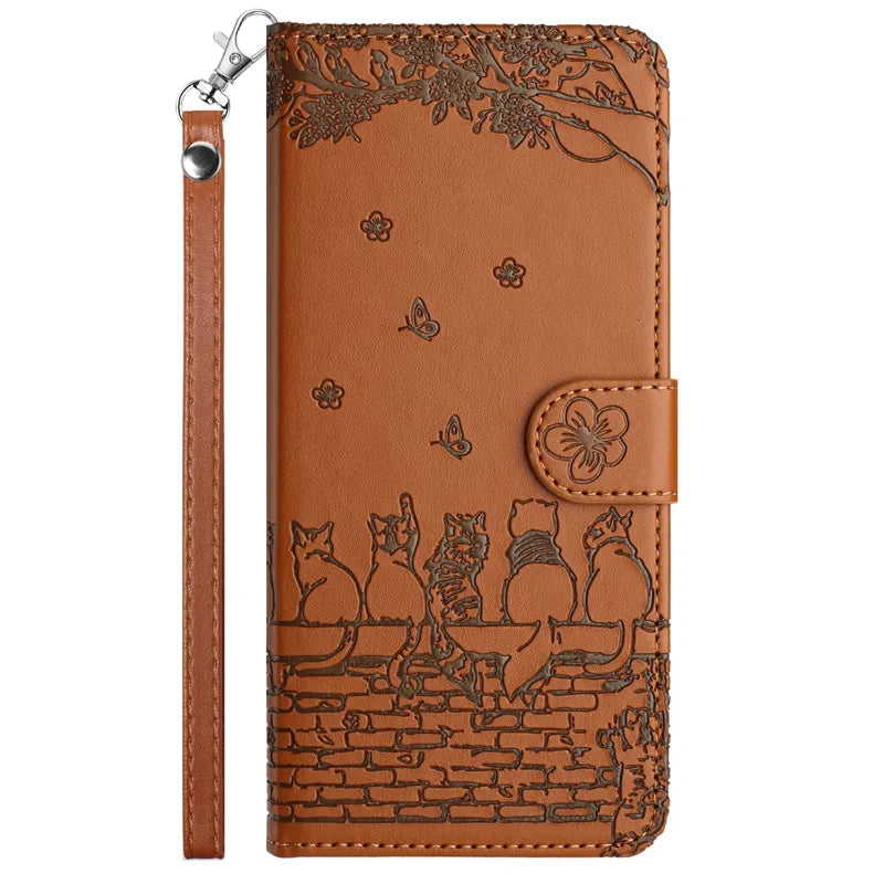 Wallet Cat Embossed Flip Over Leather Case For Xiaomi Redmi 12C 11A K60 Pro Note 12 12 Pro 12S 11S 11 Pro Plus