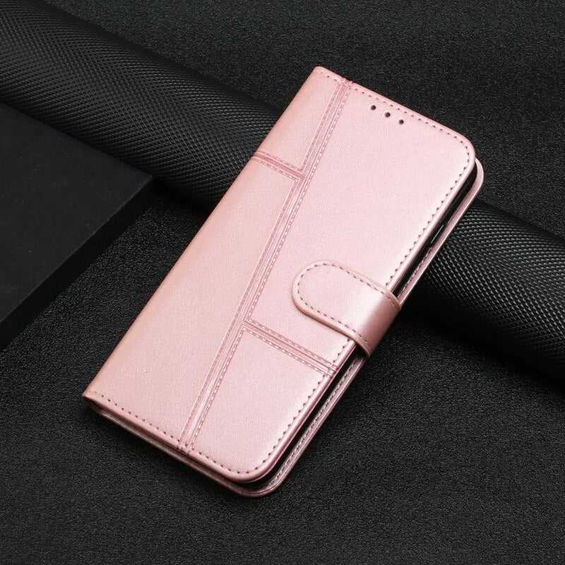 Wallet Flip Cowhide Pattern Anti Drop Leather Cover For Xiaomi Redmi 12 12C Note 12 12S 12 Pro Plus 11S Pro Pink