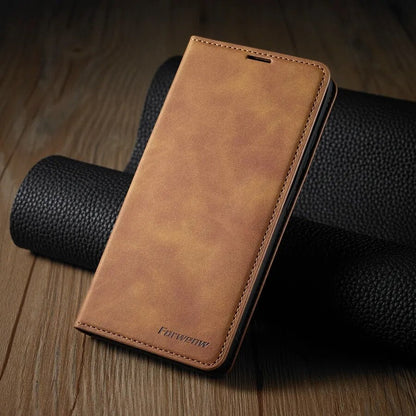 Wallet Flip Leather Case For Xiaomi Redmi 12C 10C 9A 9C 9T Note 12 Pro 12S 11 Pro 11S 10 Pro 9 Pro 8 Mi Poco X5 Pro 11T 12T Pro Brown