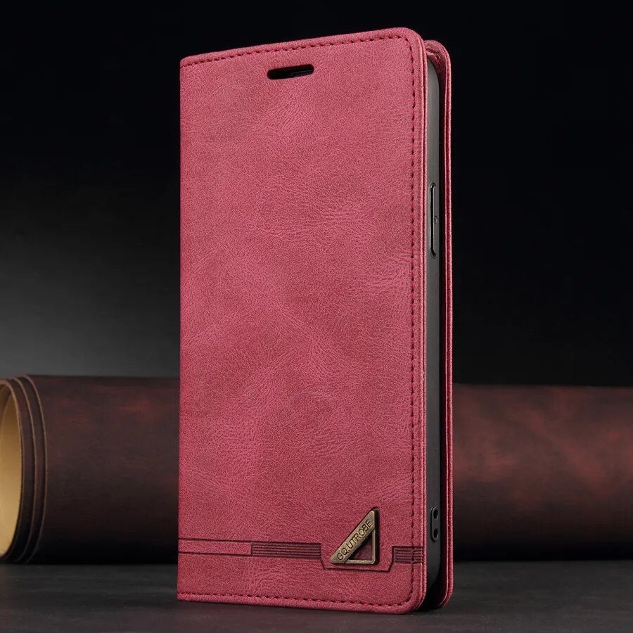 Wallet Flip Leather Case For Xiaomi Redmi 12C 10C 9A 9C Note 12 Pro Plus 11 Pro 11S 10 Pro 9 Pro 8T 7 Mi Poco M5 12T Pro Wine red
