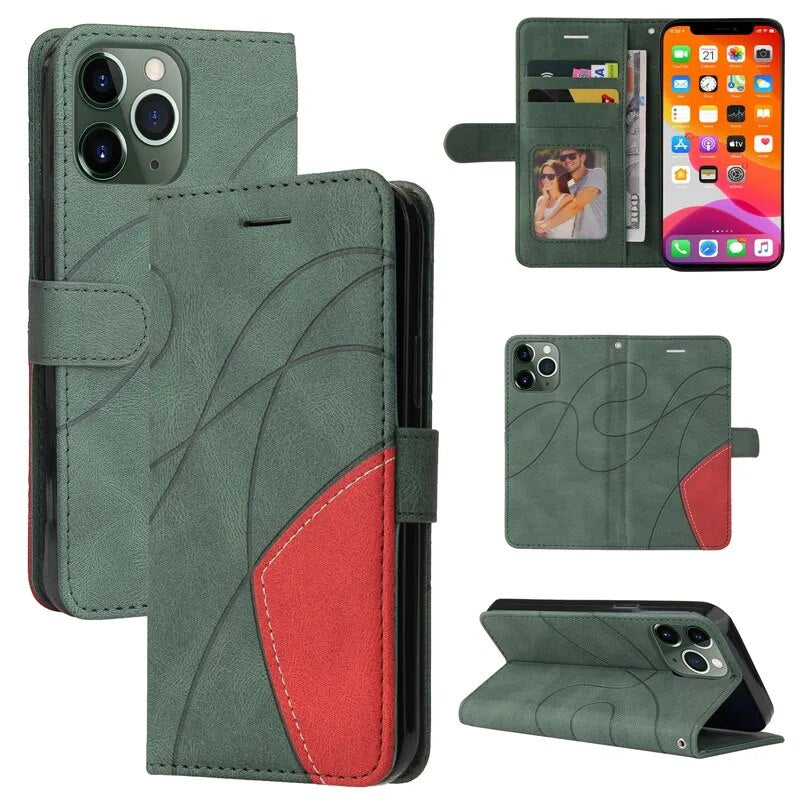 Wallet Flip Leather Magnetic Multi Card Leather Cover For Redmi 12C 10 10A 9 9C 9T Note 12 12S 12 Pro 11 11 Pro 10 Pro 9 Pro 9S Green
