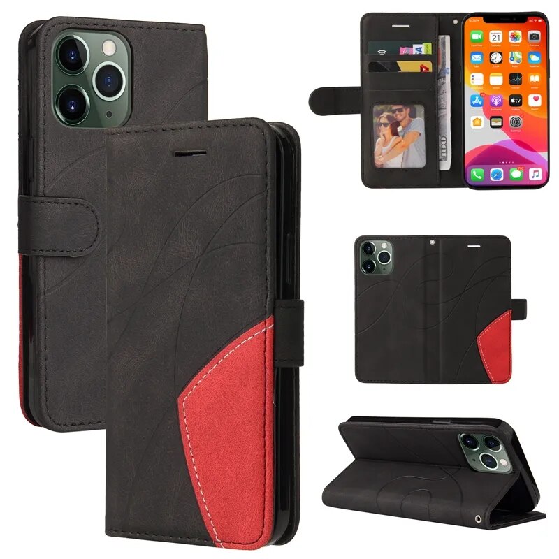 Wallet Flip Leather Magnetic Multi Card Leather Cover For Redmi 12C 10 10A 9 9C 9T Note 12 12S 12 Pro 11 11 Pro 10 Pro 9 Pro 9S Black