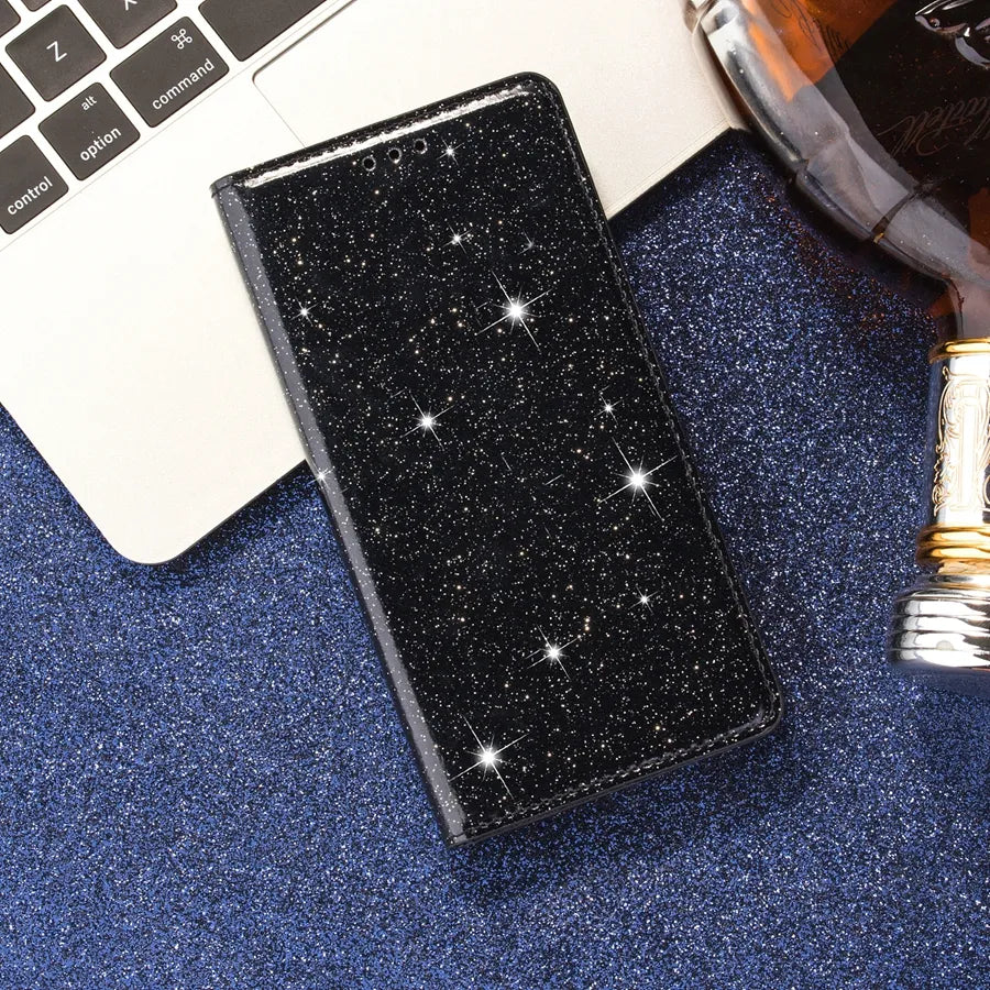 Wallet Glitter Leather Case For Xiaomi Redmi Note 12S 11 Pro 11S 10 Pro 9 Pro 8 12C 10C 9A 9C 9T Poco X5 Pro 11T 12T Pro 13 Lite