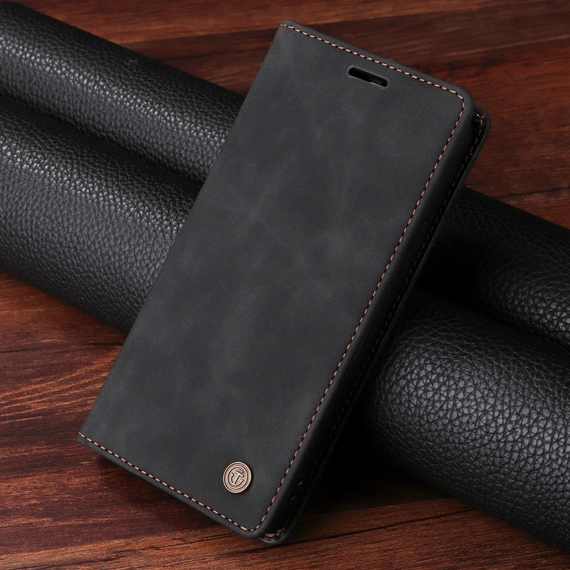 Wallet Magnetic Leather Case For Samsung Galaxy A73 A72 A71 A54 A53 A52 A51 A34 A33 A32 A23 A21S A14 A13 A12 A04 A8 2018 M13 M23 Black