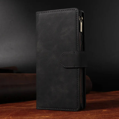 Wallet Multi-card Zipper Leather Case For Samsung Galaxy S23 Ultra S22 S21 Ultra S20 FE S10 S9 S8 Plus Note 20 Ultra 10 Lite 9