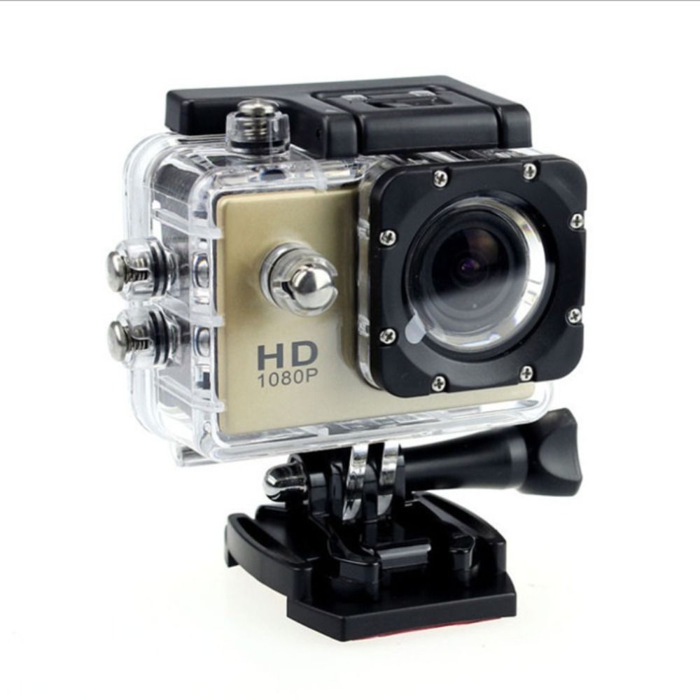 Waterproof HD 1080P Digital Video Camera - G22 COMS Sensor, Wide Angle Lens, Sports Camera for Swimming and Diving Gold