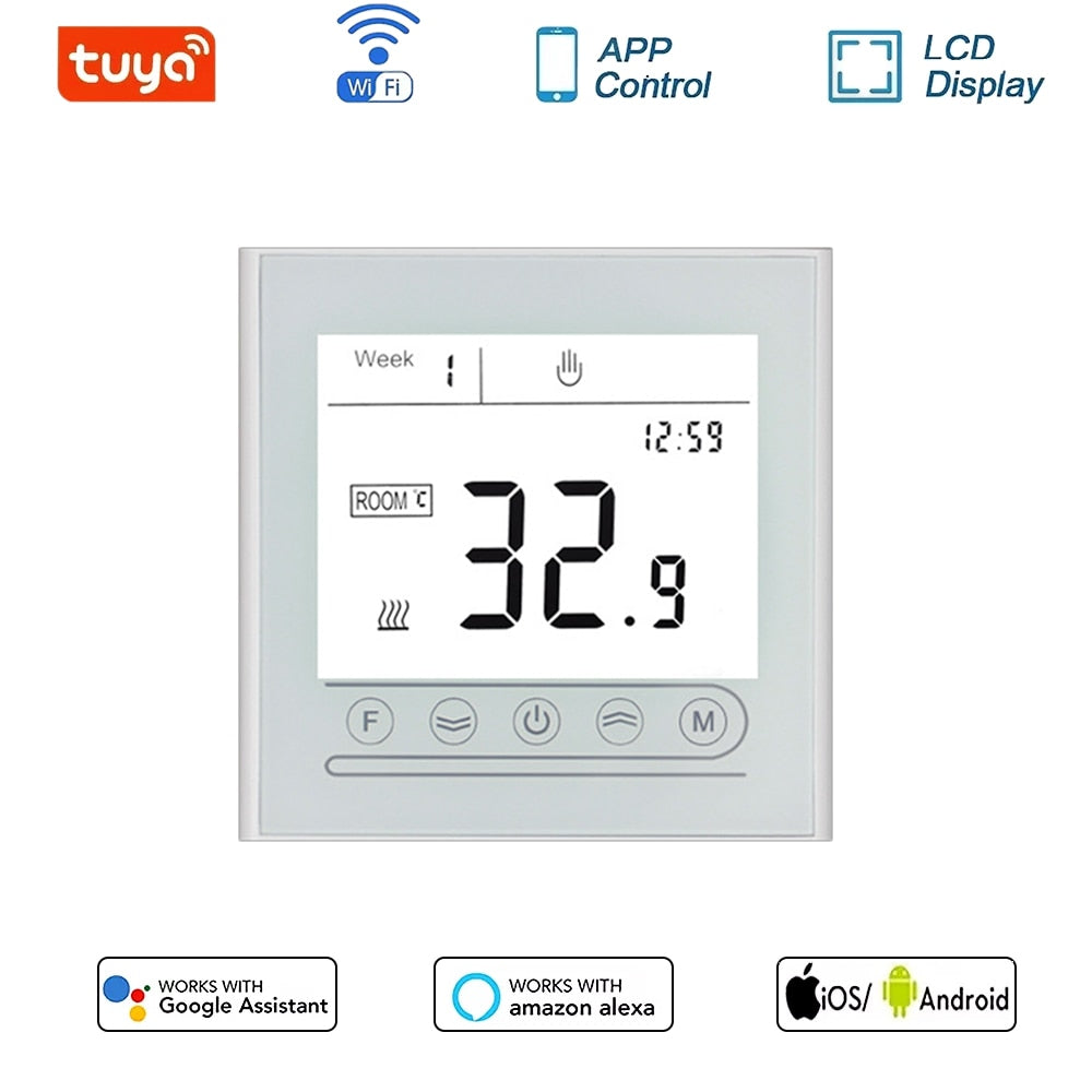 WiFi Smart Thermostat Touch screen Temperature controller for Water/Electric/Gas Boiler Works with Smart Home