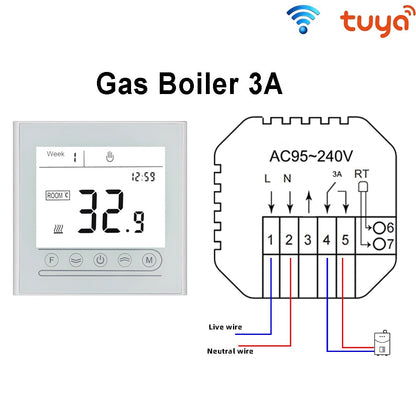 WiFi Smart Thermostat Touch screen Temperature controller for Water/Electric/Gas Boiler Works with Smart Home MK72-GC-BW