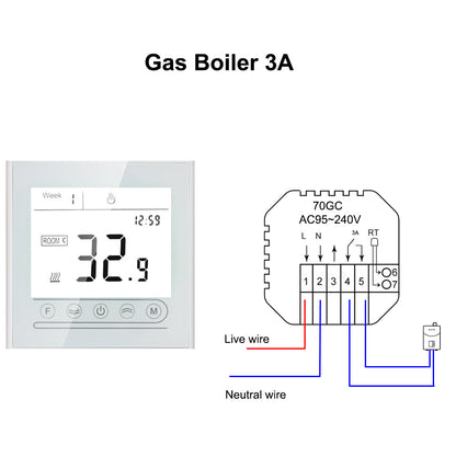 WiFi Smart Thermostat Touch screen Temperature controller for Water/Electric/Gas Boiler Works with Smart Home