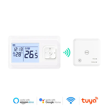 Wifi & RF Smart Wireless Thermostat for Gas Boiler Room Heating Smart Remote Temperature Controller Works with Google Home Alexa