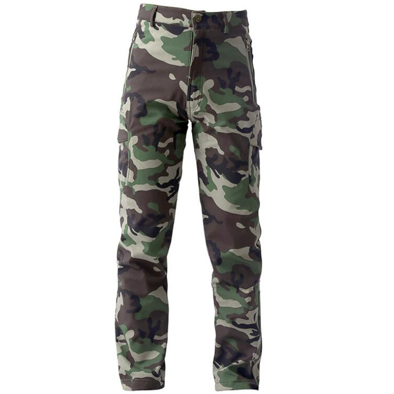 Winter Camping Hiking Pants Outdoor Thicken Fleece Thermal Military Tactical Trekking Trousers Climbing Hunting Sporting Pant jungle camo